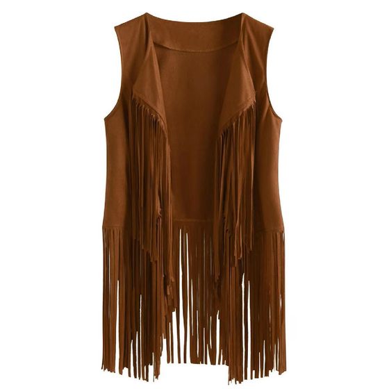 European and American New Fashionable Thin Tassel Horse Clip Women's European Station Slimming Sleeveless Vest Women's Fashion