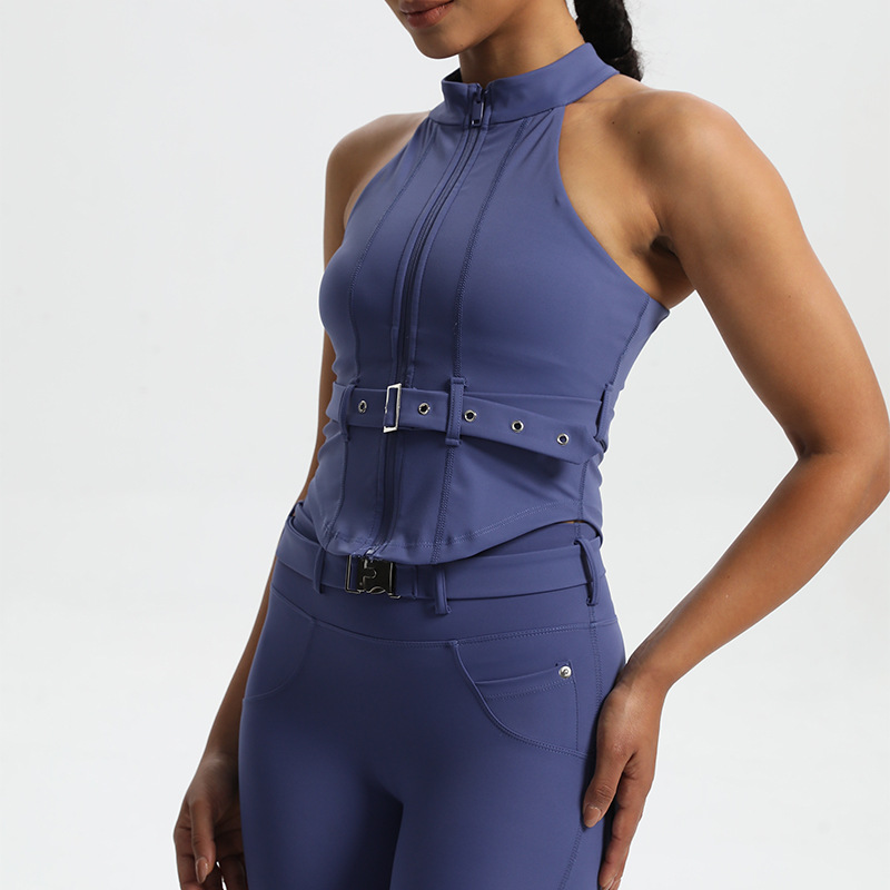 Amazon new motorcycle style riding sports top women's tight with chest pad yoga workout clothes sports underwear