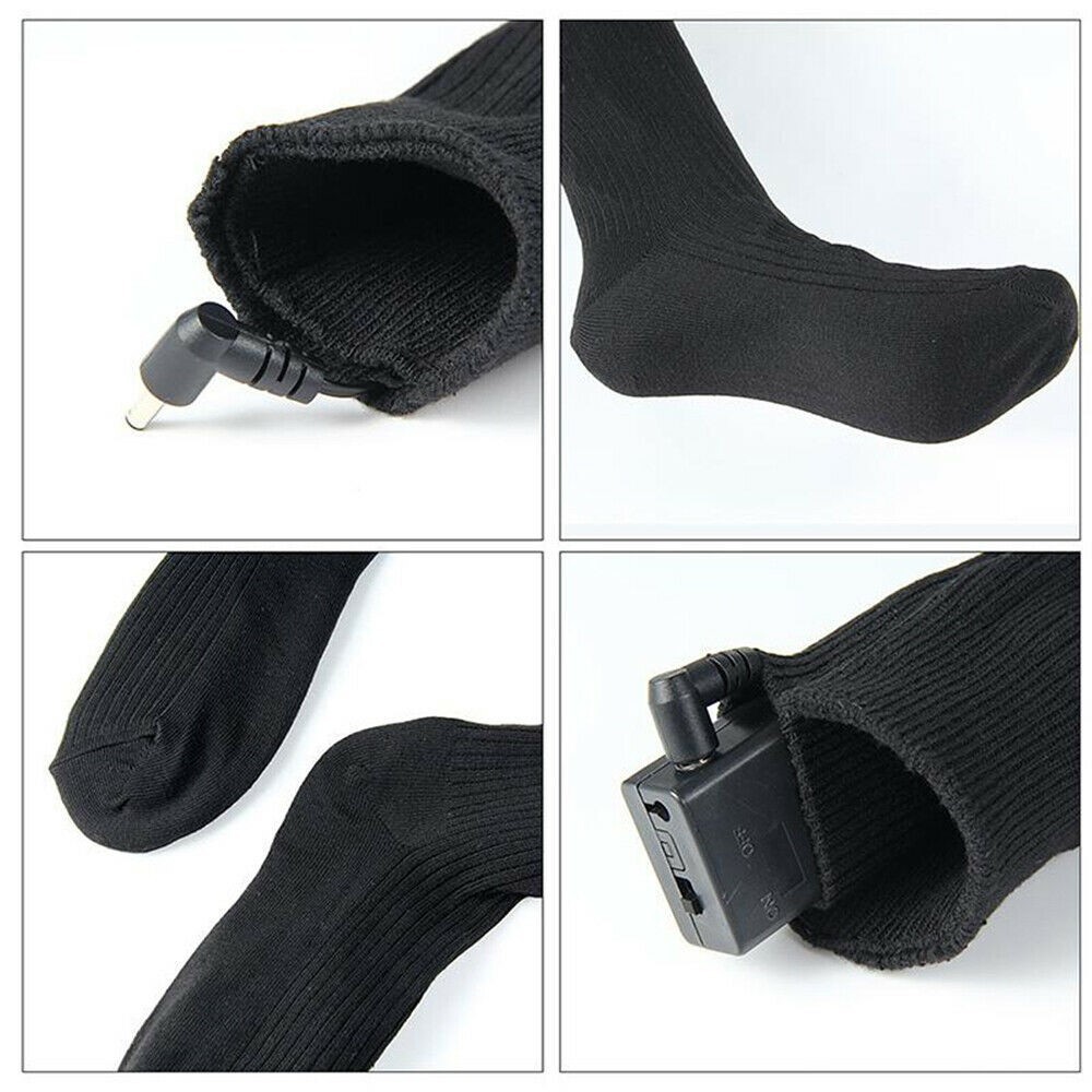 Electric socks winter outdoor battery box heating heating socks insulation warm socks toe back hot foot warm treasure Black
