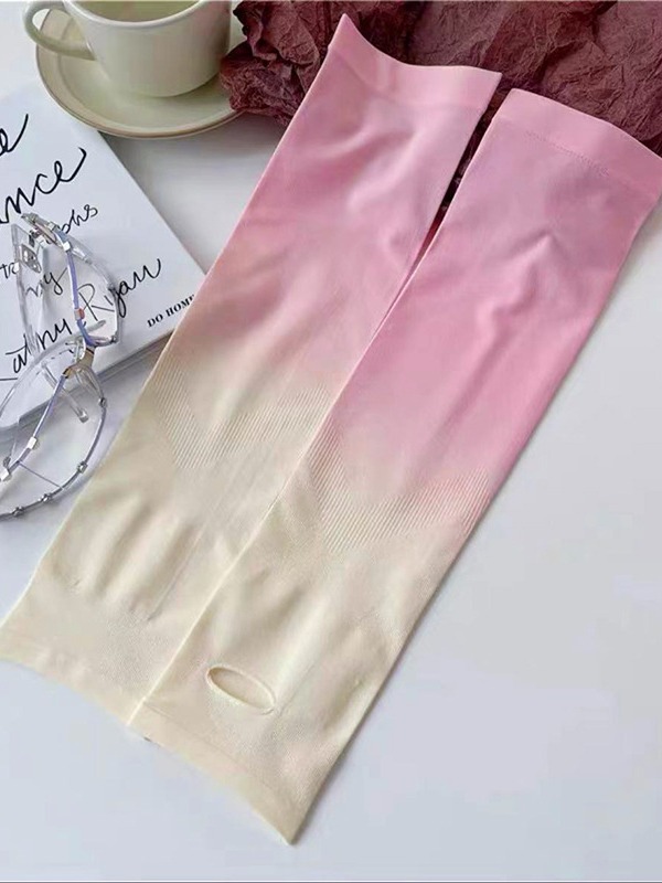 Gradient Color Sunscreen Colorful Ice Sleeves Women's Summer Ice Silk Sleeves Double Color UV Protection Arm ins Fashionable Ice Sleeves