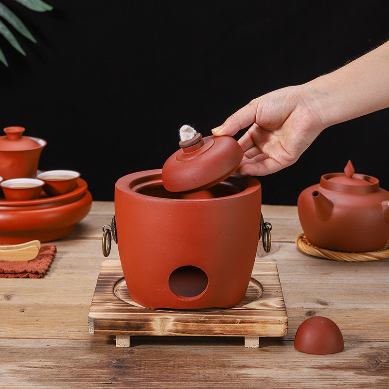 Red mud kiln changing sand boiling teapot handmade jumping cover pot carbon stove electric ceramic stove wire home travel tea set suit