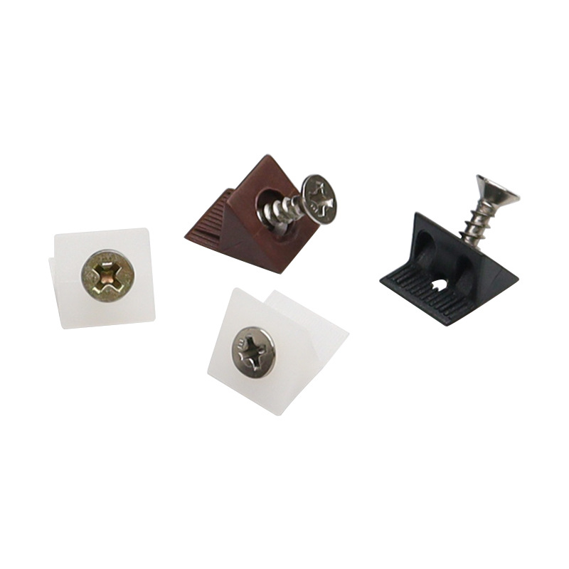 Minggu manufacturers with self-tapping screws White Black back plate buckle wardrobe cabinet plate holder plastic corner code