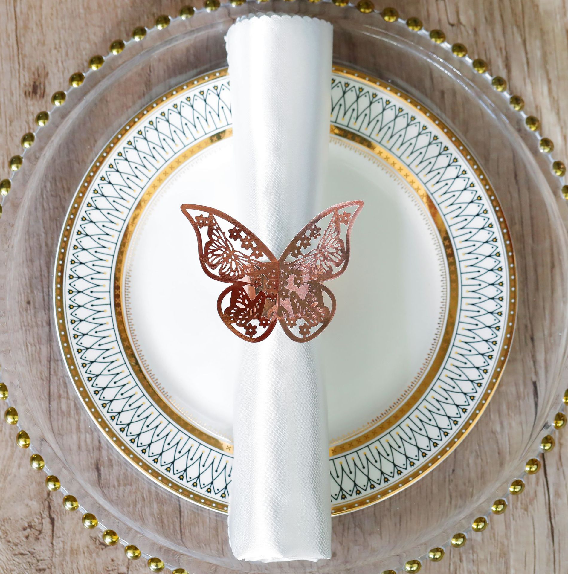 Export butterfly napkin ring laser hollow napkin buckle wedding hotel tissue clip western silk towel buckle in stock wholesale