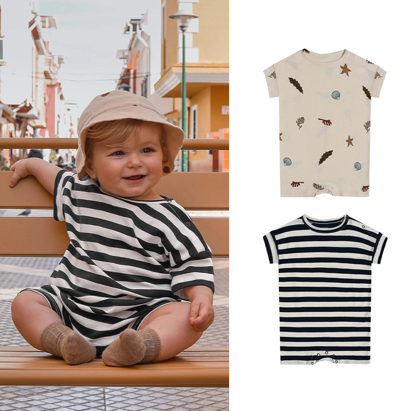 Baby's Short-sleeved One-piece Climbing Suit European and American Style Summer Newborn Baby's Clothes Boys and Girls Cotton Vest Wrapped-up Clothes
