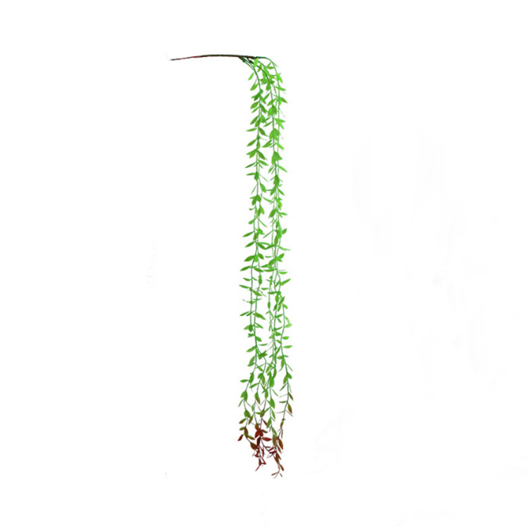 Artificial willow leaf supermarket decoration Wicker hanging willow wall hanging wedding indoor green plant 5 Fork Cross Jianglong rattan wholesale