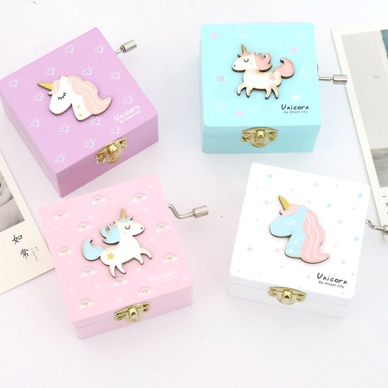 Cartoon girl music box hand wooden music box student gift creative gift birthday gift wholesale