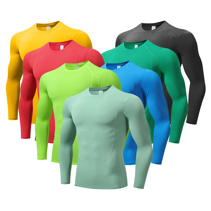 Spring 2024 Amazon quick-drying long-sleeved tights basketball bottoming shirt men's running workout clothes sports top