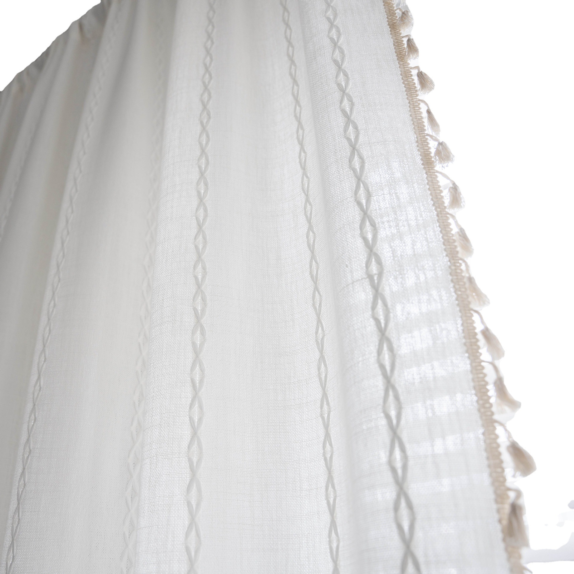 Cross-border Amazon Bedroom Rod Pocket Striped Three-dimensional Grey White Living Room Knitted Bay Window Curtain Room Curtain