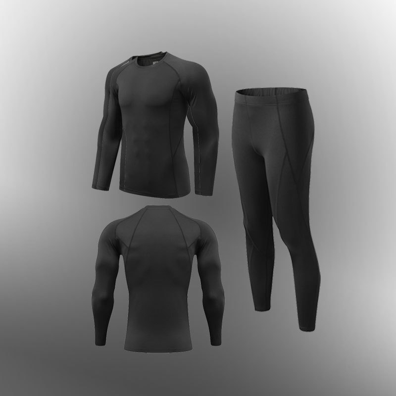 Sports Leisure Running Suit Men's Fitness Tights Quick-drying Clothes Long-sleeved Trousers Training Suit Children's Same Style for Autumn and Winter