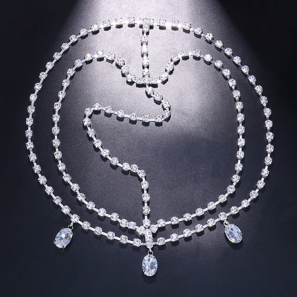 Cross-border new multi-layer forehead chain ethnic style water drop Party rhinestone hair chain European and American hair accessories hair chain