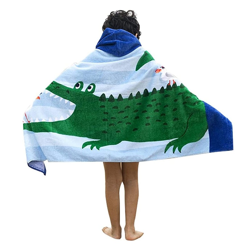 Amazon for Cartoon Printed Children's Hooded Bath Towel Large Wearable Absorbent Cloak Bath Towel Children's Beach Towel