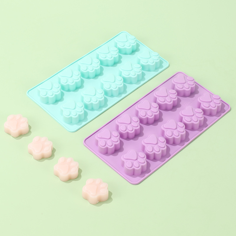 Factory direct cross-border silicone cake mold 10 cat claw chocolate biscuit ice mold DIY baking mold