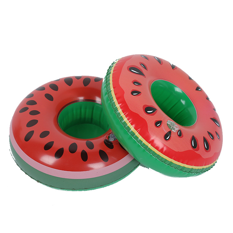 PVC inflatable cup holder flamingo drink cup holder inflatable water coconut tree coaster for swimming pool mini swimming ring