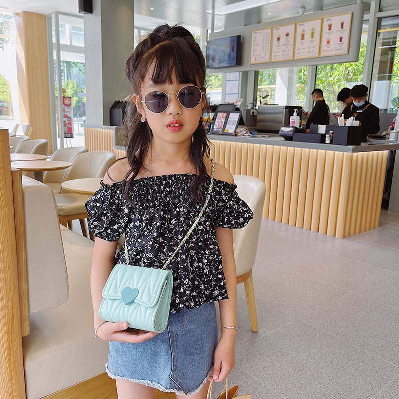 2021 New Little Girl Chain Bag Children's Crossbody Bag Cute Small Square Bag mini Korean Version Crossbody Bag