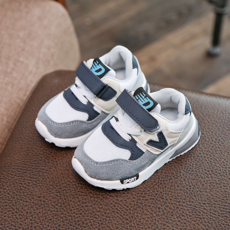 2022 Spring and Autumn New Baby Fashion Stitching Velcro Sneakers Toddler Shoes Men's Soft Sole Running Shoes