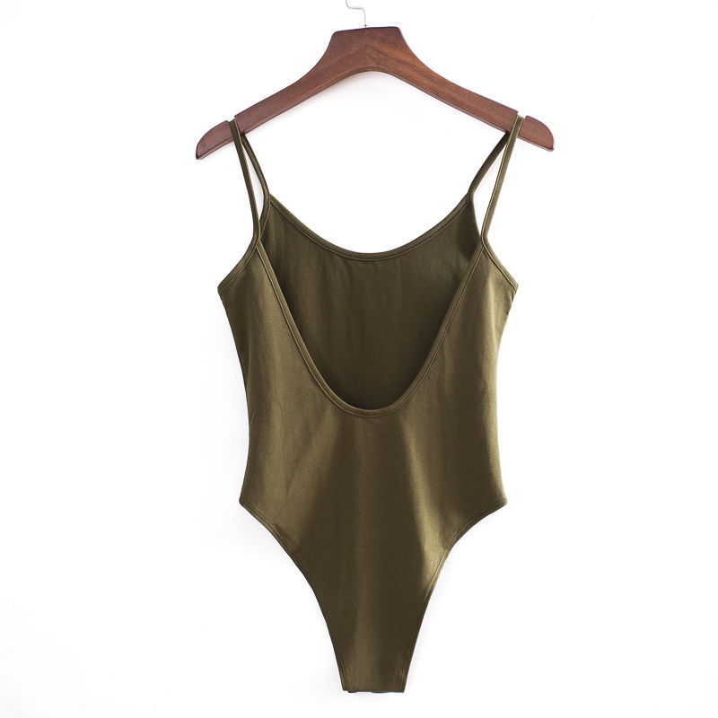 European and American ins super popular deep U-shaped backless sling solid color summer new jumpsuit vest top bottoming shirt for women