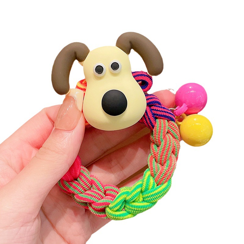 Children's cute cartoon dog headband new little girl woven hair rope headdress girl's large durable rubber band