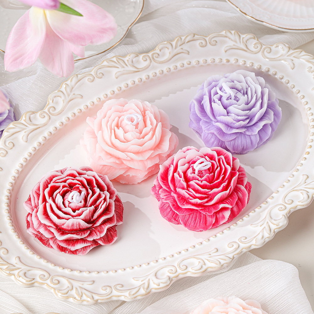 520 Gift Wholesale Peony Flower Shape Aromatherapy Candle Gift Box Essential Oil Bestie Girl Birthday Wedding Souvenir Aromatherapy