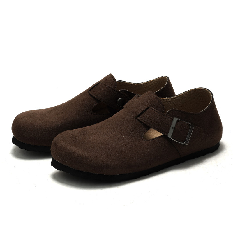 RUIZUSTOCK RUIZUSTOCK Autumn and Winter Women's Cork Casual Shoes Men's Neutral Toe Leather Shoes Single-layer Shoes Frosted