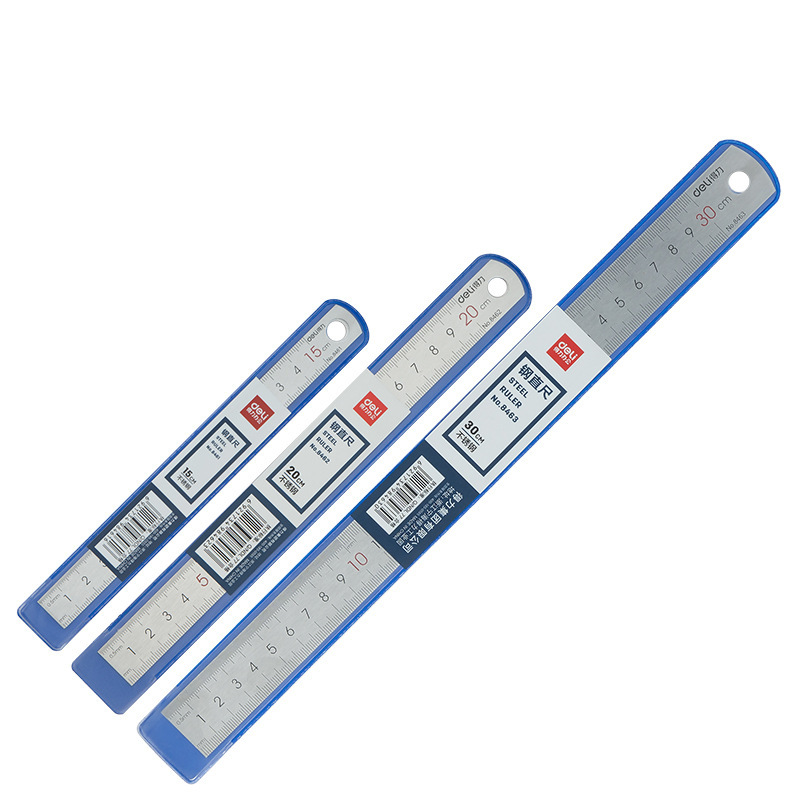 Deli thick steel ruler 15/20/30/50cm scale centimeter ruler drawing steel ruler 8462 ruler 8463