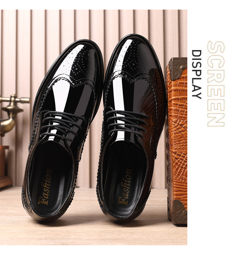 Spring New Bullock Carved Leather Shoes Patent Leather Gloss British Large Size Leather Shoes Studio Model Shoes for Groom Shoes_voghion.com