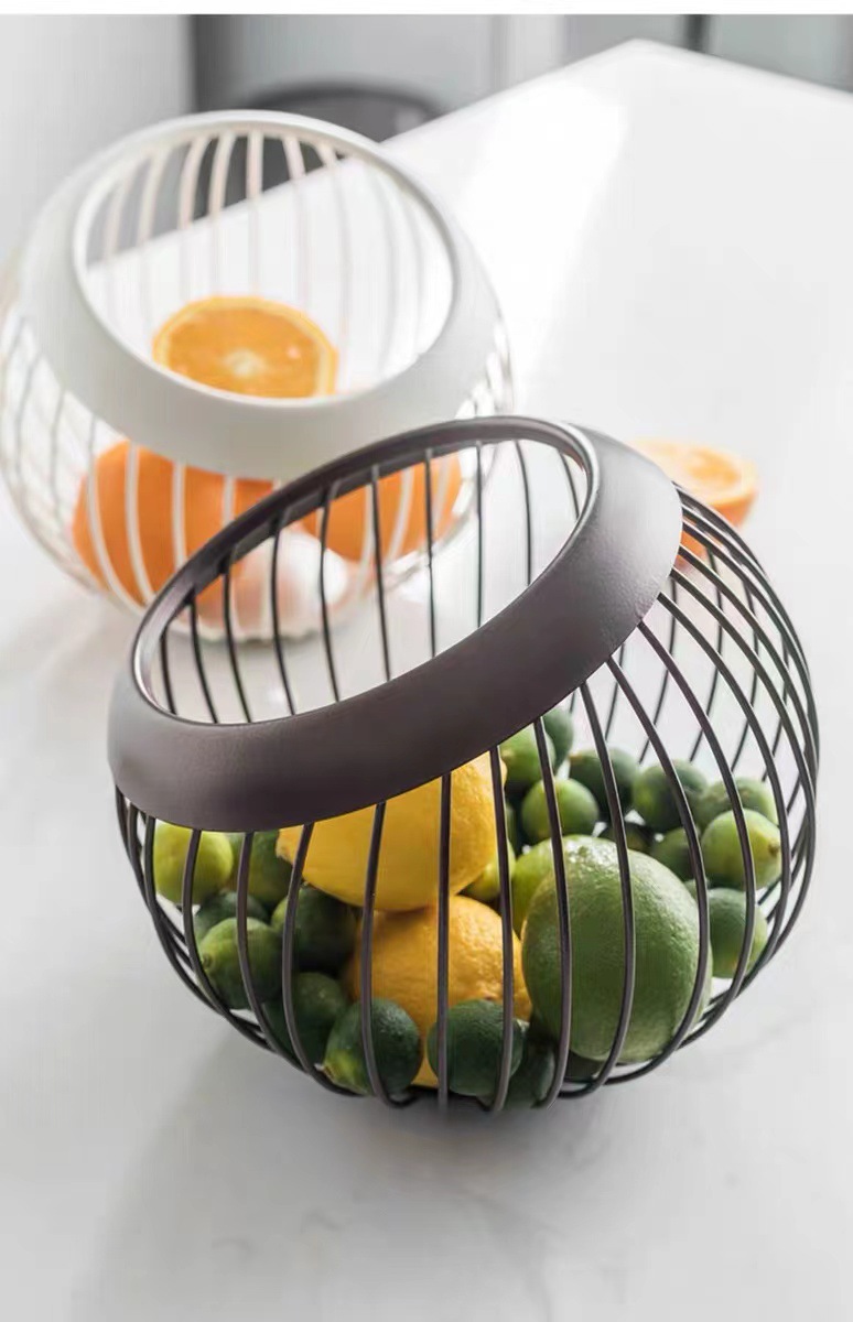 Japanese Fruit Basket Simple Modern Iron Nordic Style Fruit Plate Creative Living Room Home Internet Celebrity Snack Hollow Storage