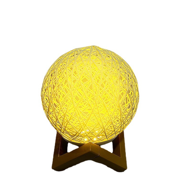 Creative rattan ball night light intelligent voice colorful table lamp bedroom sleeping atmosphere night light birthday gift
