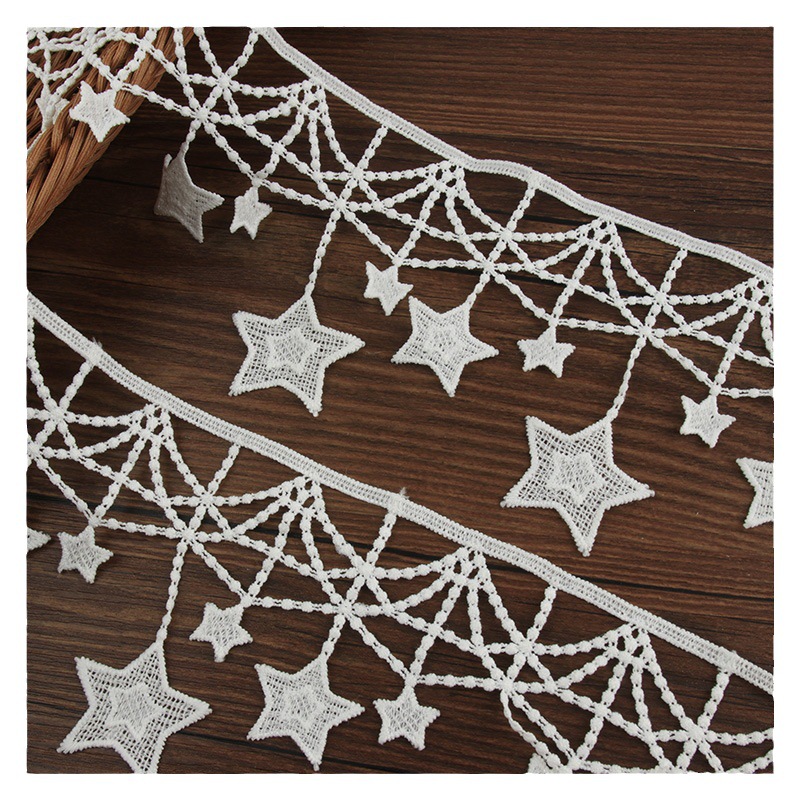 Water Soluble Embroidered Lace Star Bar Code Embroidered Accessories Wedding Dress Cuff Skirt Leggings Lace Accessories