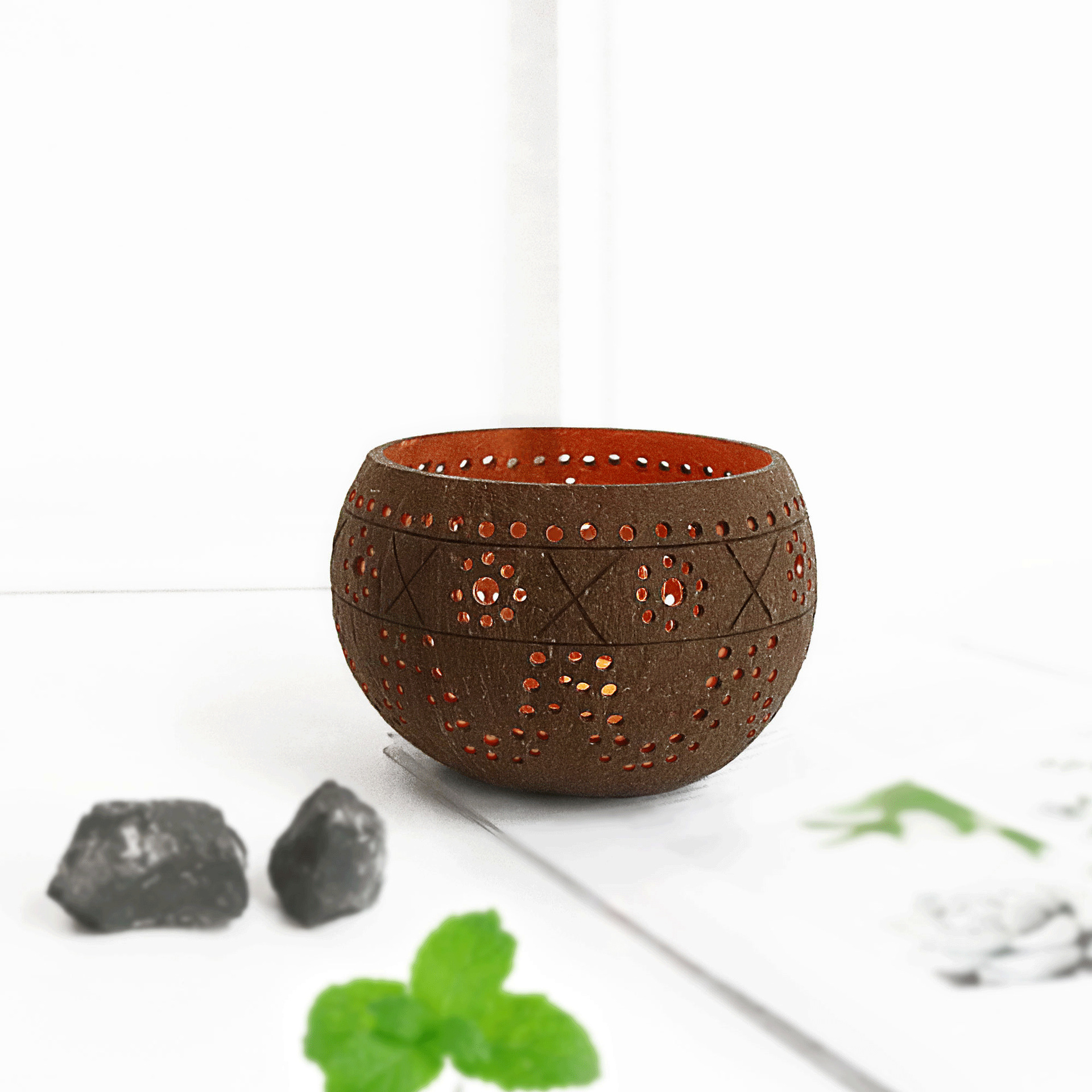 Hollow Candle Coconut Shell Bowl Coconut Shell Coconut Bowl Creative Decorative Bowl Storage Bowl Cross-border Foreign Trade Wholesale