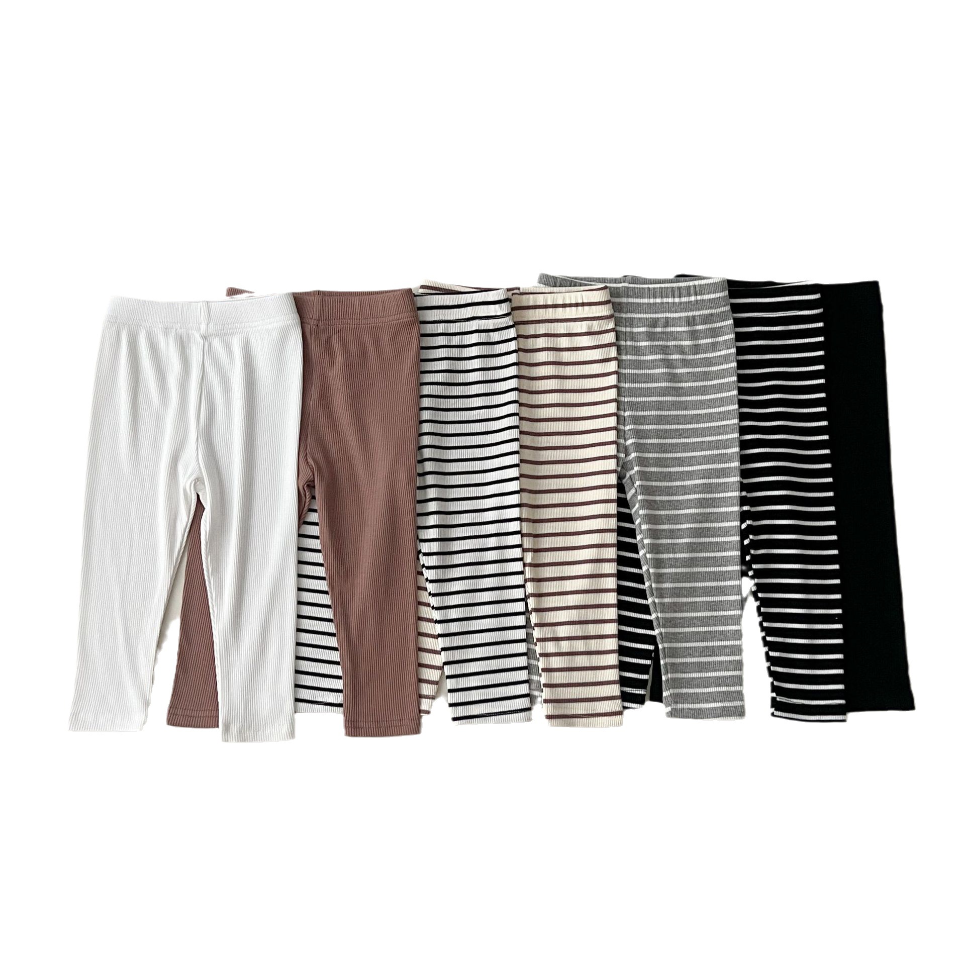 In Stock Korean-style ins Children's Wear All-match Solid Color Striped Leggings for Boys and Girls in Autumn Stretch Tight Trousers