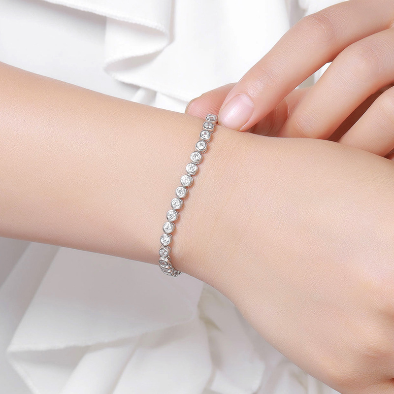 3mm10分泡ドリル莫桑ドリルブレスレット女純銀ins小衆デザインシンプル気質満ドリルクロスボーダーアクセサリー|undefined