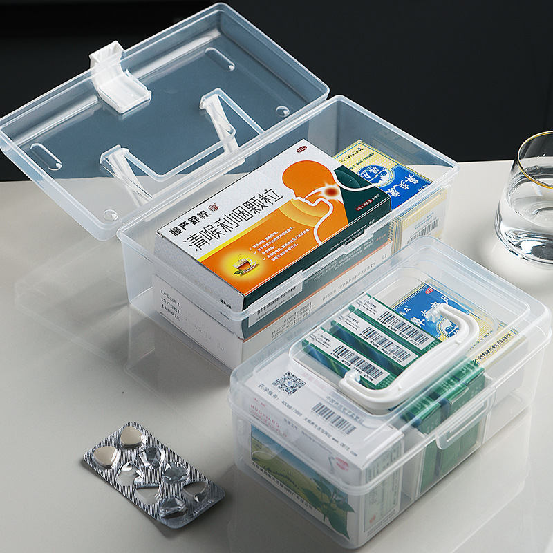 Small Medicine Box Dormitory Drug Emergency Storage Box Household Medicine Box Household Portable Transparent Baby Medicine Box