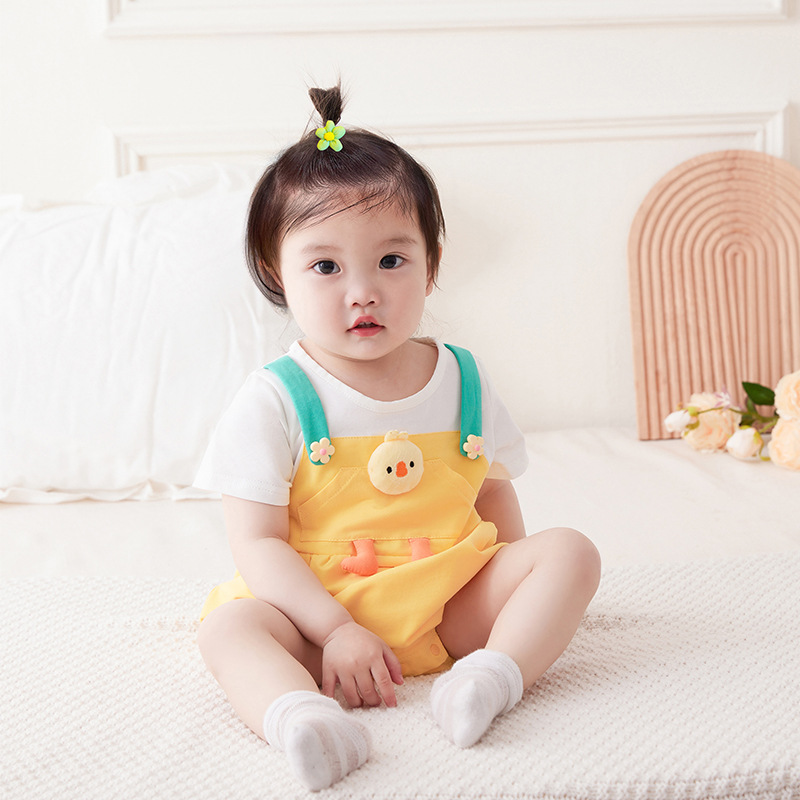 2025 Summer Newborn Baby Thin Body Clothes Baby Super Cute 3113 Short-sleeved Triangle Bag Fat Clothes Girls' Hare Clothes