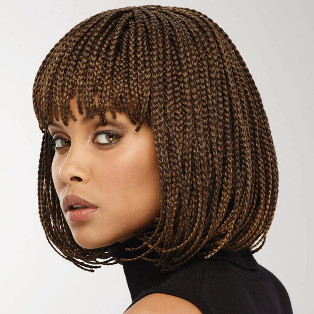 Braid Wig European and American Wig Women's Short Hair Wave Head Wig Whole Top Chemical Fiber Headgear Box Braid Wig