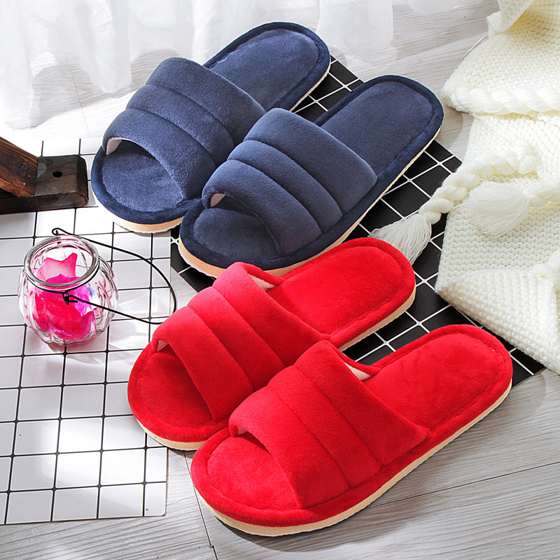 Autumn and winter Mao Mao slippers women's warm cotton slippers couples home home soft bottom men's foam bottom plush slippers wholesale