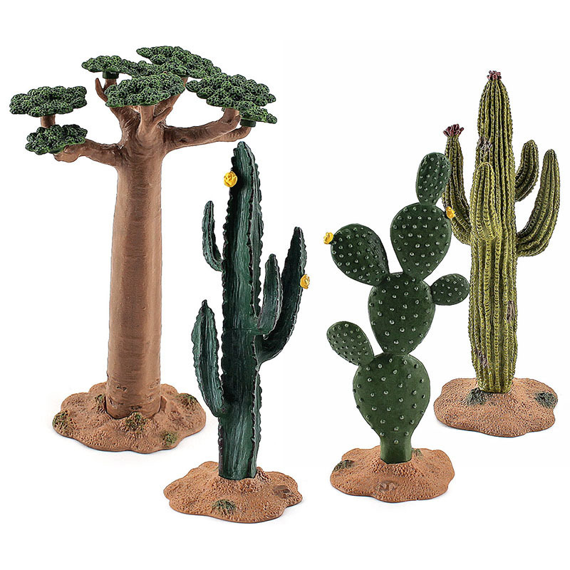 Children's Animal Model Scene Ornaments Tropical Desert Tree Simulation Green Plant Cactus Baobab Tree