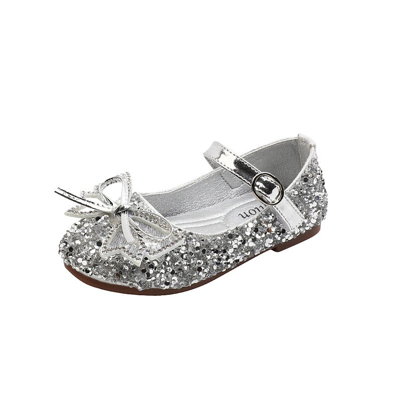 Girls Princess Crystal Shoes Small Leather Shoes 2022 Spring and Autumn New Fashion Bow Little Girls Children Shoes