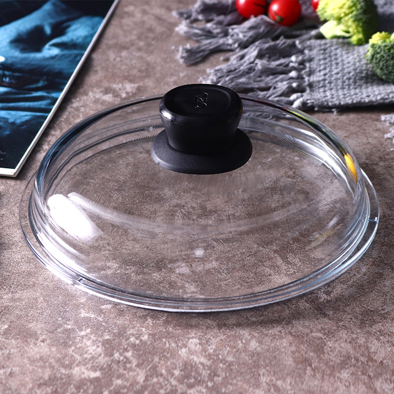 Round Glass Pot Cover High Borosilicate Glass Pot Cover Transparent Visual Anti-overflow Anti-pounce Glass Pot Cover Heat-resistant Explosion-proof