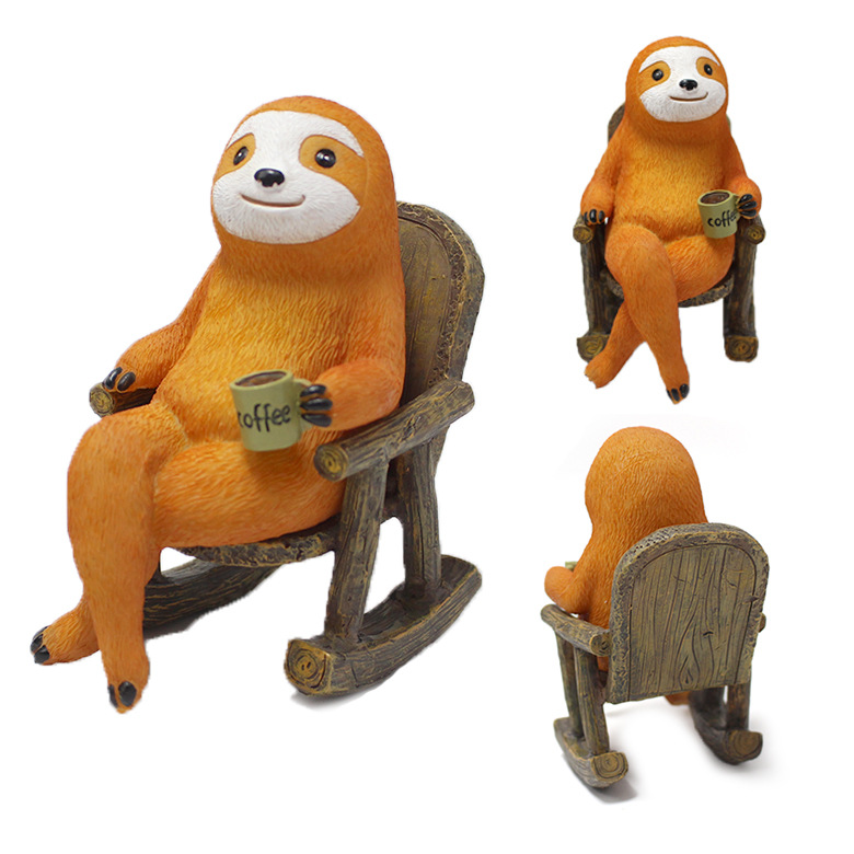 Cross-border new rocking chair sloth decoration creative resin garden outdoor sloth decoration factory wholesale