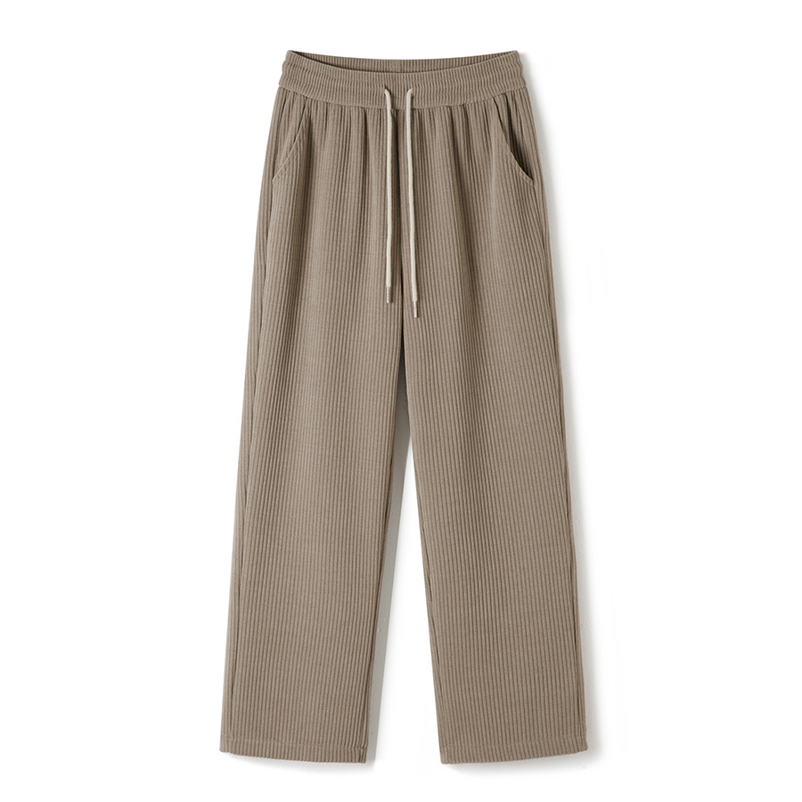 Gray narrow wide-leg pants for women autumn and winter 2023 new high waist draping slimming chenille European cotton velvet straight pants