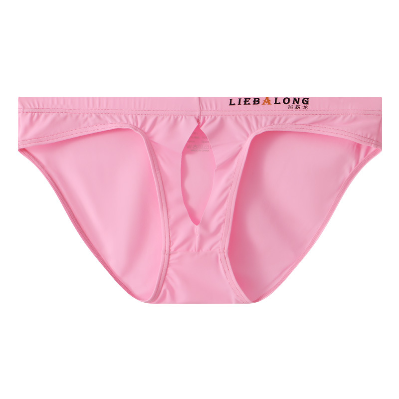 Hunting Tyrannosaurus/LIEBALONG Foreign Trade men's underwear front opening ice silk briefs air leakage breathable low waist sexy