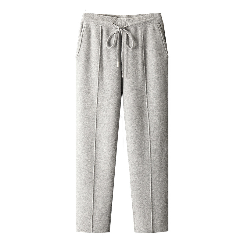 Autumn and winter men's casual wool pants loose straight slimming knitted pants versatile comfortable thick warm woolen pants outer wear