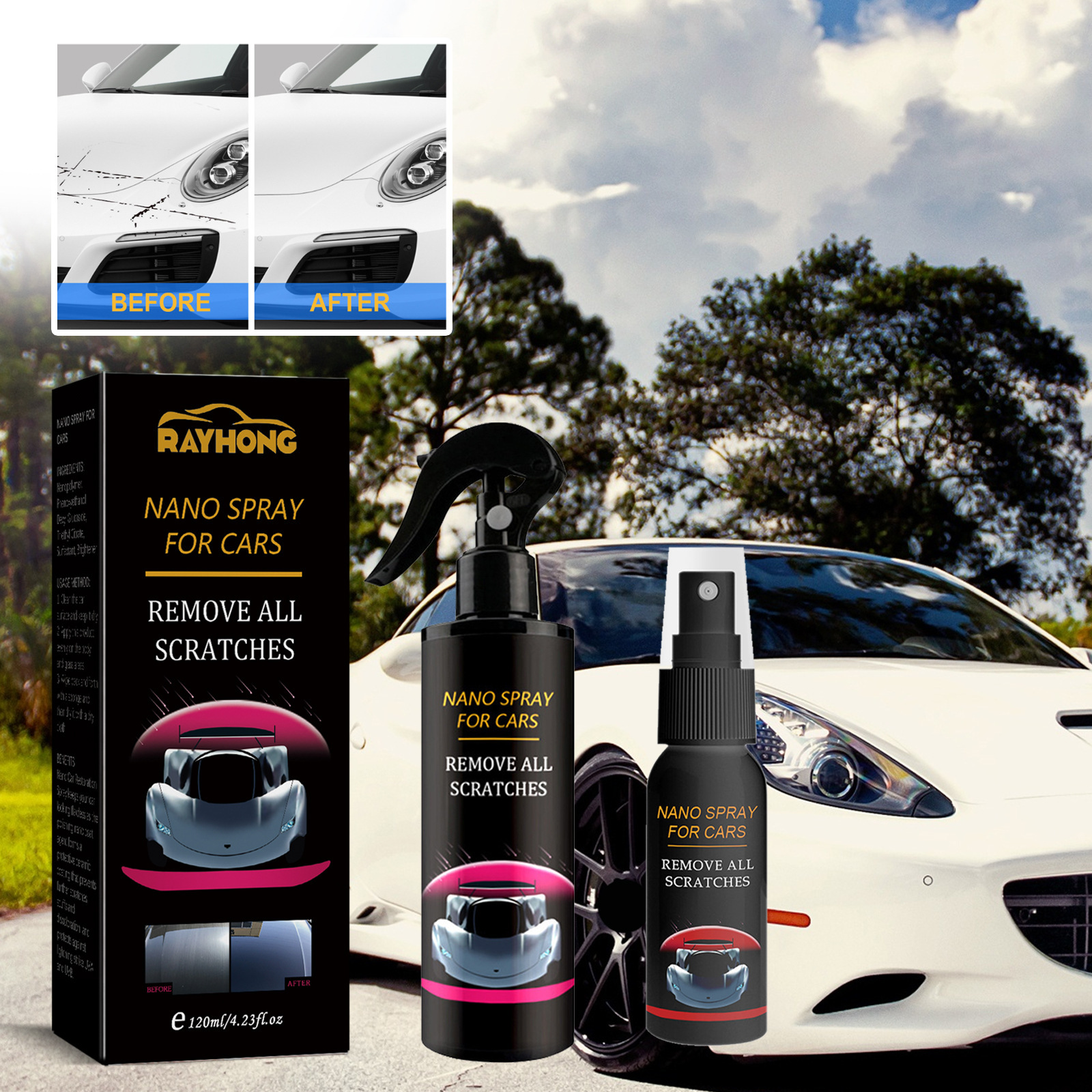 Rayhong car nano coating agent car paint coating Crystal plating liquid spray wax water waxing special supplies