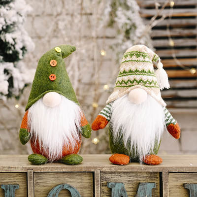 Cross-border new Christmas faceless doll elf doll European and American green style decoration Nordic Rudolf ornaments