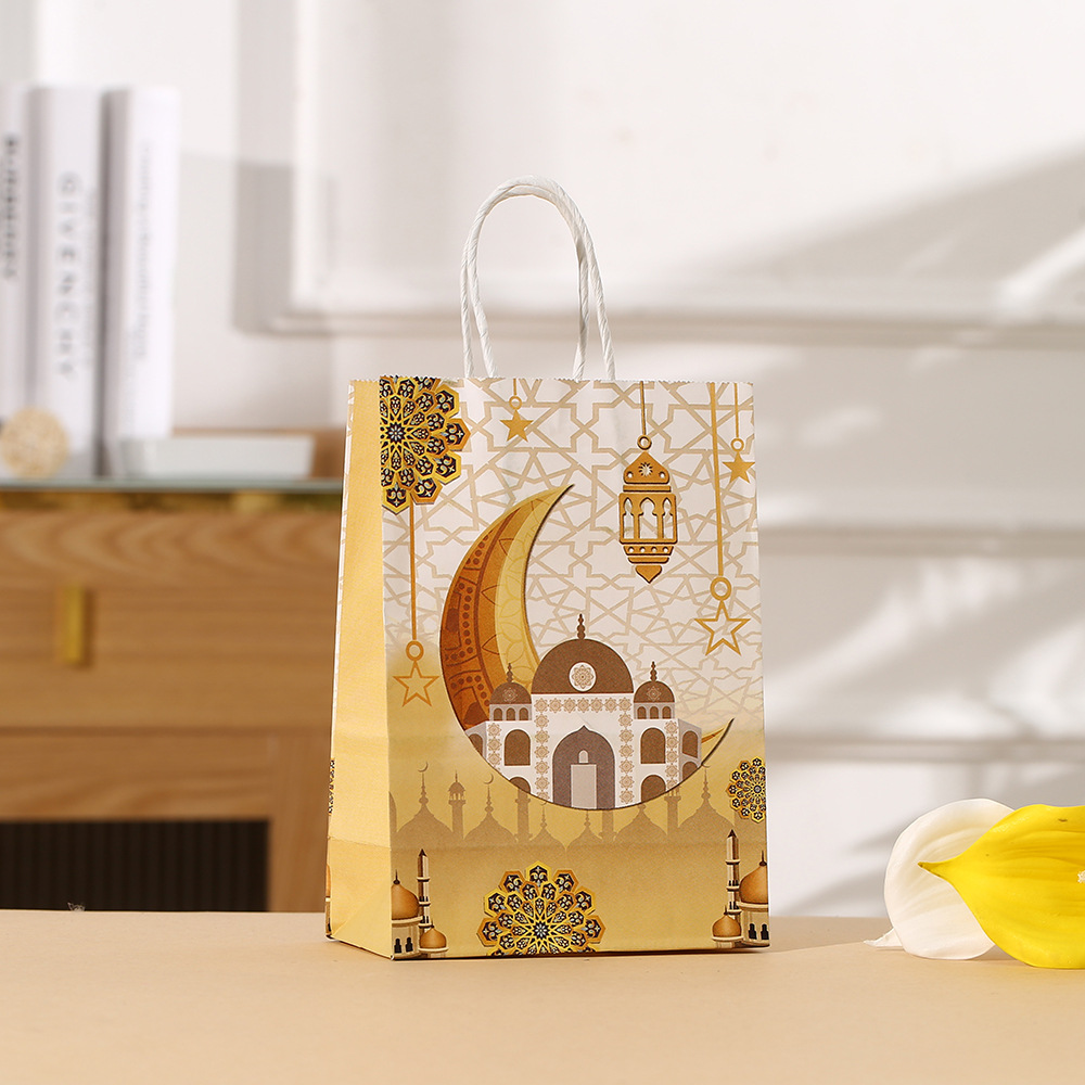 Cross-border moon festival gift bag holiday Kraft paper bag wholesale printed shopping bag Portable Party candy paper bag