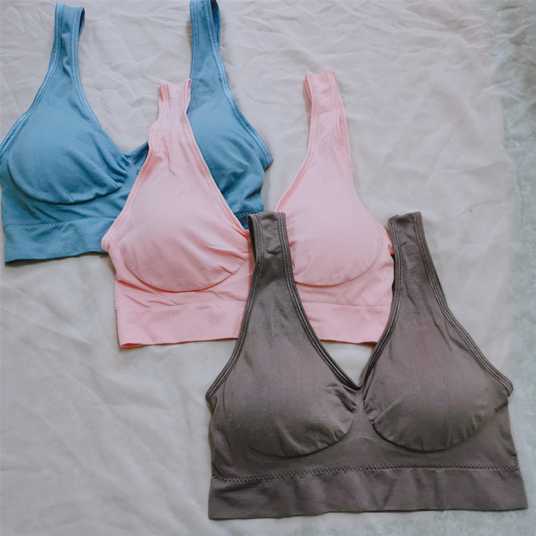 genie bra three-piece padded double-layer zero-binding seamless underwear girl sports bra rims-free vest