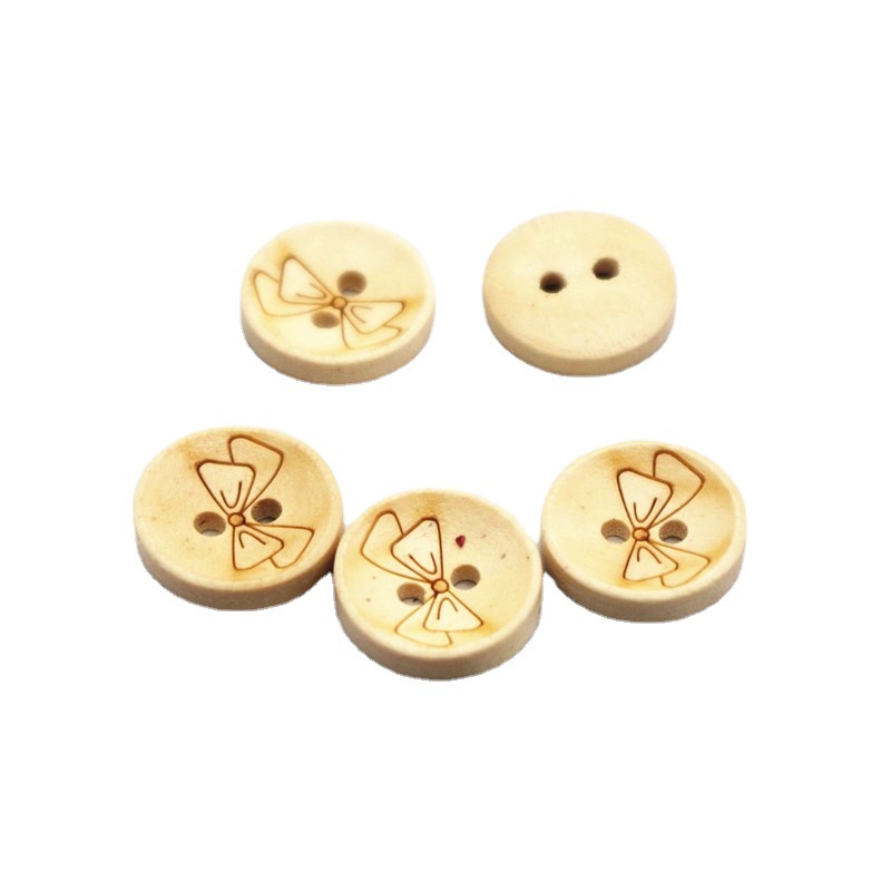 Wooden Bowl Shaped Line Button Wooden Round Wooden Buckle Wooden Buckle Children's Shirt Knitwear Cardigan Children's Wear Button