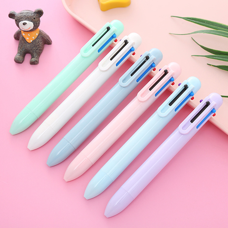ins high-looking Macaron 6-color ballpoint pen cute student stationery push pen girl heart color journal pen