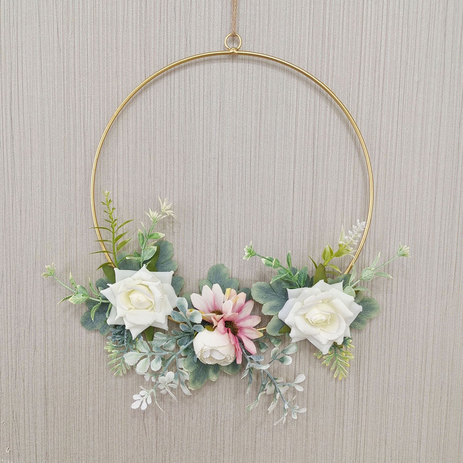 Nordic ins Style Wall Decoration Pendant Creative Hanging Simulation Plant Iron Wreath Small Pendant_voghion.com