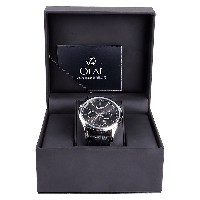 Factory spot wholesale plastic embryo watch box Black single flip watch box jewelry box printable logo watch packaging